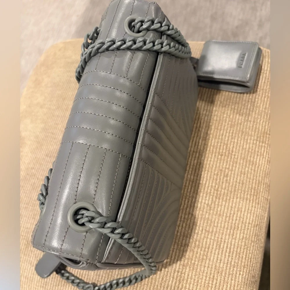 Prada Diagramme Grey Leather Bag w/ Chain Strap - Picture 13 of 13